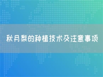 秋月梨的种植技术及注意事项